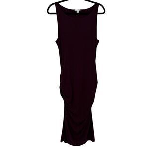 Standard James Perse Ruched Midi Bodycon Dress Eggplant Purple Size 4‎